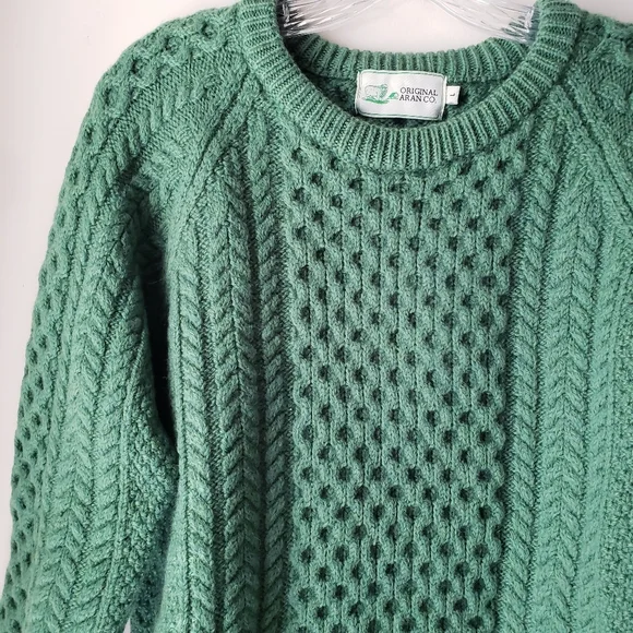 Original Aran Co. Green Merino Wool Sweater - Picture 2 of 14